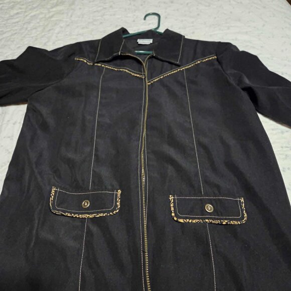 Bon Wort womens small Petite Black Zip Up Long Sleeve jacket lightweight SP - Picture 4 of 5